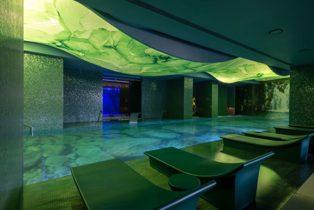 green ceiling swimming pool Savoy Palace