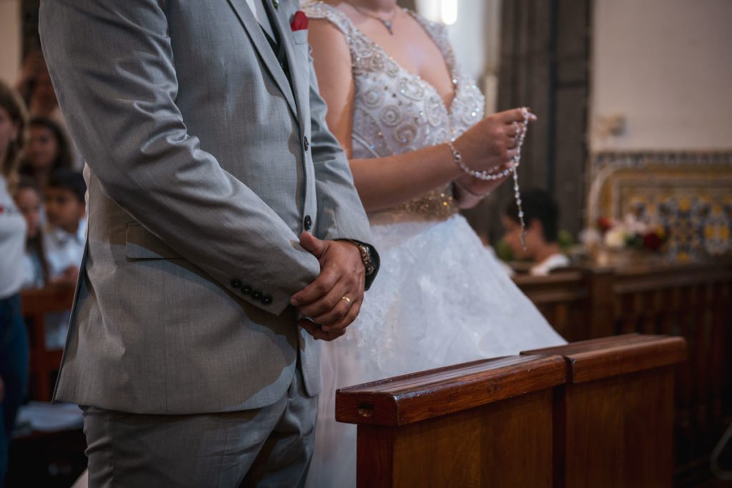 Bride and groom in church