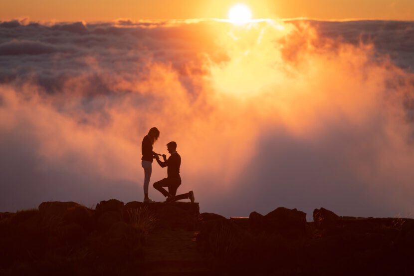 marriage proposal above the clouds in Madeira