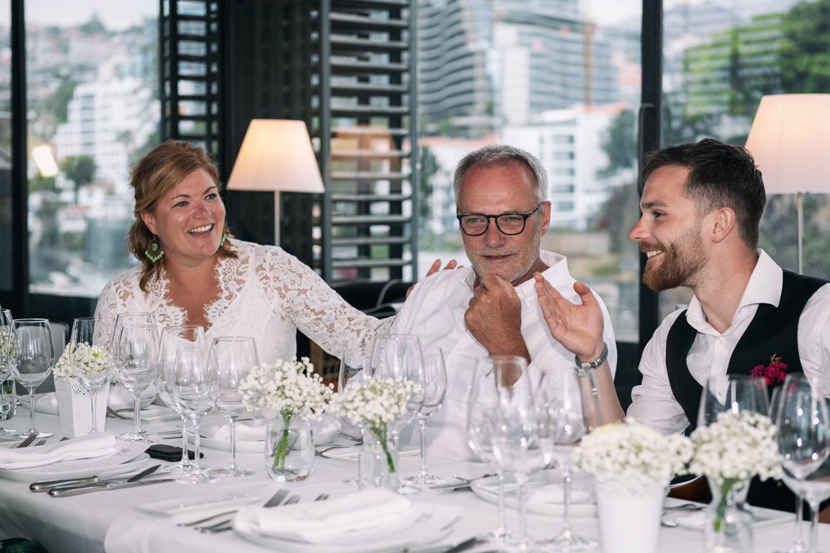 family at a restaurant Madeira